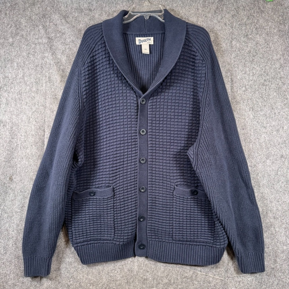 Duluth Trading Burly Retirment Cardigan Sweater Mens 3XL Shawl Collar Waffle Kni